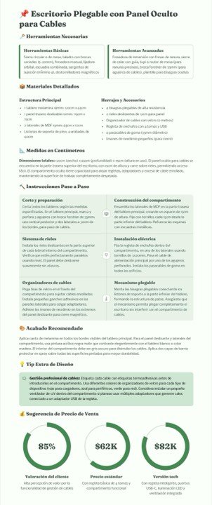 Escritorio con panel oculto para cables
